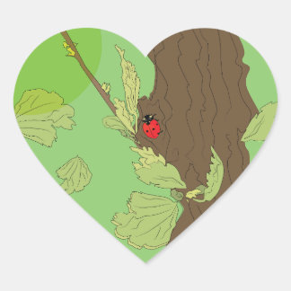 Sticker Cœur Ladybug au printemps