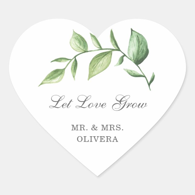 Sticker Cœur Laisser l'amour grandir Verdure rustique Mariage F (Devant)