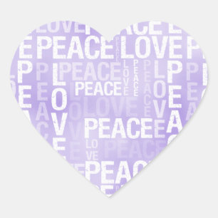 Sticker Cœur L'amour de la paix blanc pourpre             