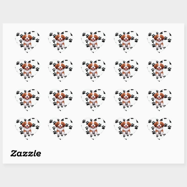 Sticker Cœur L'amour des chiots (Feuille)