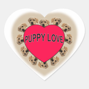 Sticker Cœur L'amour des chiots
