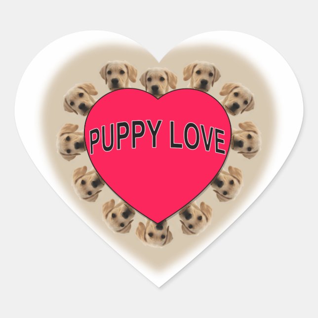 Sticker Cœur L'amour des chiots (Devant)
