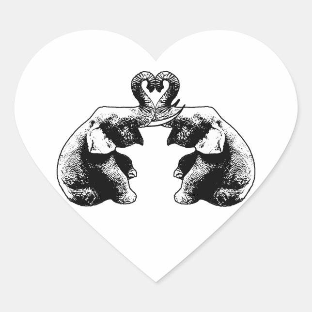 Sticker Cœur L'amour des éléphants (Devant)