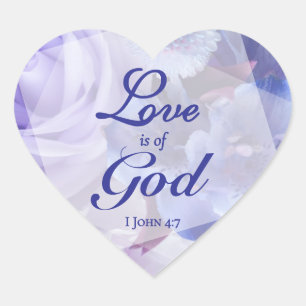 Sticker Cœur L'amour est de Dieu Florales Violet Bleu