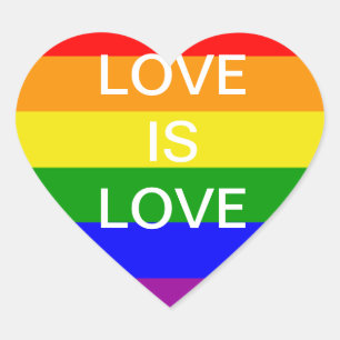 Sticker Cœur l'amour est l'amour Drapeau arc-en-ciel