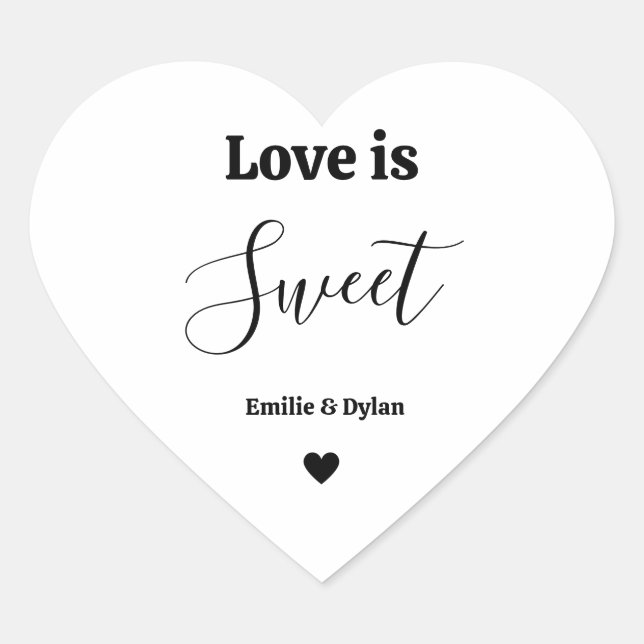 Sticker Cœur L'amour est une faveur de mariage douce (Devant)