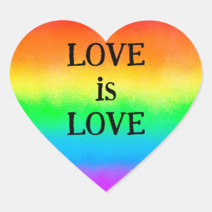 Sticker Cœur L'AMOUR LGBT   drapeau de la fierté arc-en-ciel