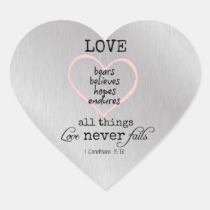 Sticker Cœur L'amour n'échoue jamais Verse de la Bible
