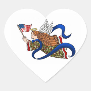 Sticker Cœur "L'ange-camo militaire"