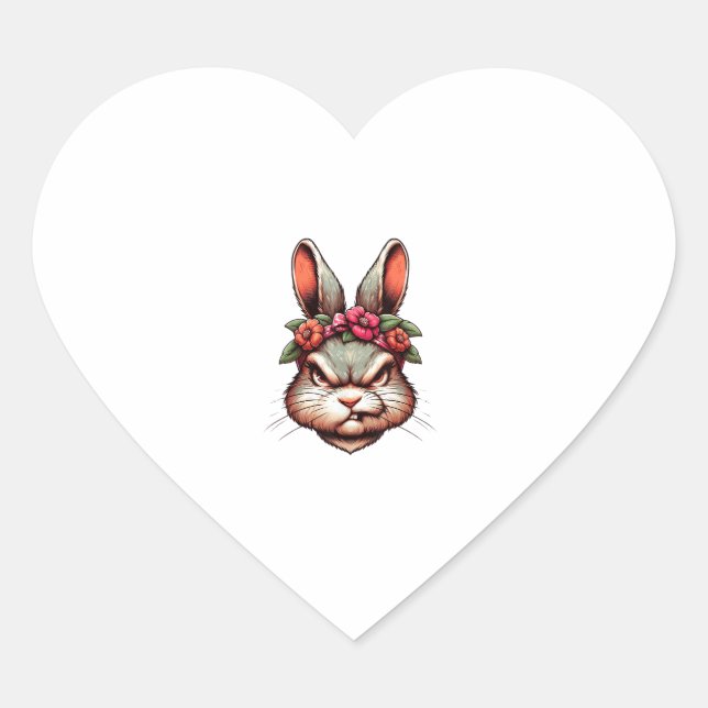 Sticker Cœur Lapin Pâques, Lapin En Colère, Lapin Amusant, Ani  (Devant)