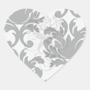 Sticker Cœur large et noir bold damask