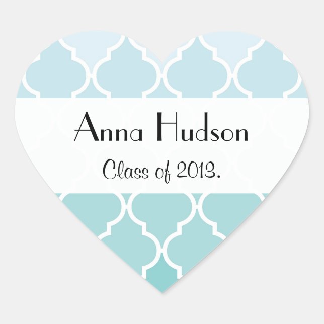 Sticker Cœur Latticework bleu, Ombre, Quatrefoil, Graduation (Devant)