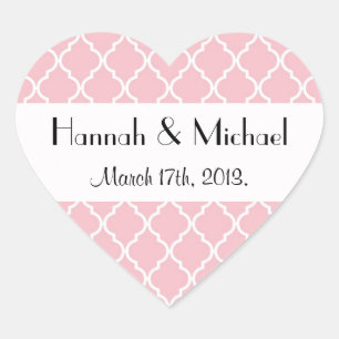 Sticker Cœur Lattico rose, Quatrefoil, Trellis, Mariage