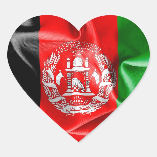 Sticker Cœur L'autocollant du drapeau afghan (Devant)