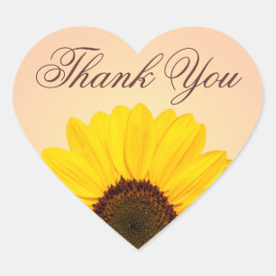 Sticker Cœur Le beau tournesol jaune vous remercient des
