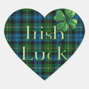 Sticker Cœur Le jour "tartan irlandais de St Patrick de chance