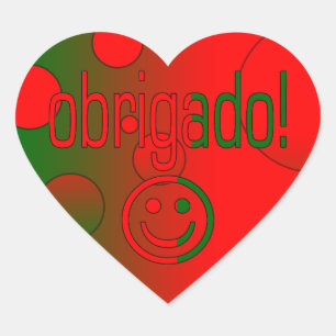 Sticker Cœur Le Merci portugais Obrigado de cadeaux font face