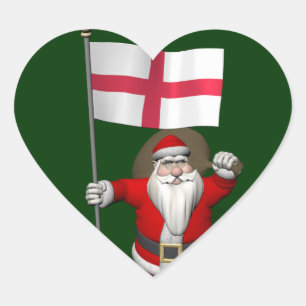 Sticker Cœur Le Père Noël Avec L'Ensigne D'Angleterre