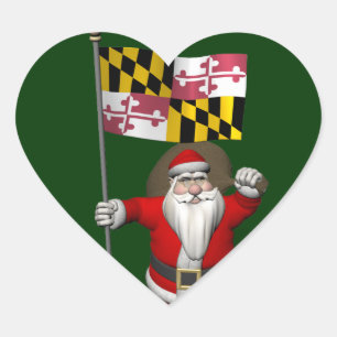 Sticker Cœur Le père noël gai visitant le Maryland