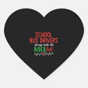 Sticker Cœur Le pilote de l'école de Christmas, bus scolaire