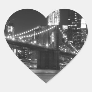 Sticker Cœur Le pont Brooklyn - noir et blanc