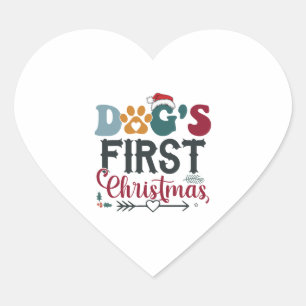 Sticker Cœur Le premier Noël du chien