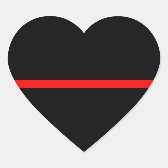 Sticker Cœur Le Symbole mince rouge ligne horizontale noir (Devant)