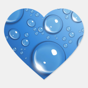 Sticker Cœur L'eau tombe sur le bleu