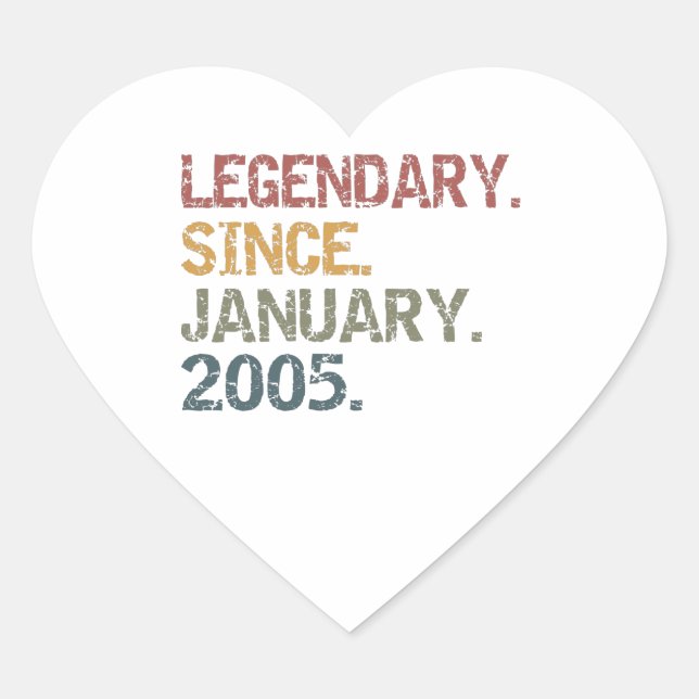 Sticker Cœur Legendary since janvier 2005 (Devant)