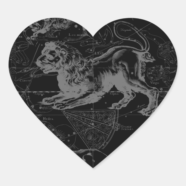 Sticker Cœur Leo Constellation Hevelius 1690 Décor (Devant)
