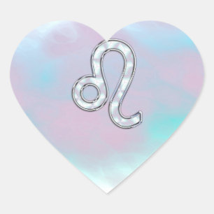 Sticker Cœur Leo Zodiac Connexion Pastels Style Nacre Imprimer