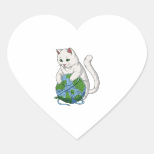 Sticker Cœur Les chats dominent le monde Laine de chat Globe