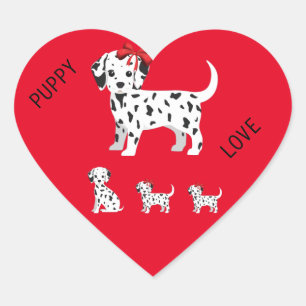 Sticker Cœur Les chiots dalmatiens collent le coeur.