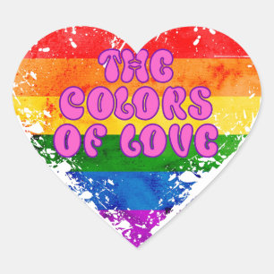 Sticker Cœur Les Couleurs de l'Amour Gay Pride LGBTQ Cœur Arc-e