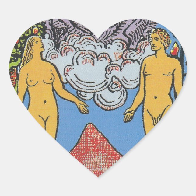 Sticker Cœur Les Lovers Tarot Card Tarots Lecture (Devant)