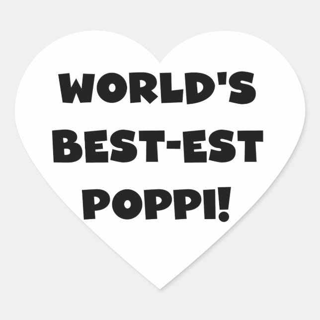 Sticker Cœur Les meilleurs cadeaux Poppi Black Text du monde (Devant)