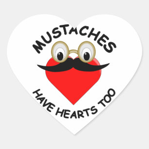 Sticker Cœur Les moustaches ont aussi des coeurs