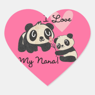 Sticker Cœur Les pandas I aiment ma Nana