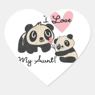 Sticker Cœur Les pandas I aiment ma tante