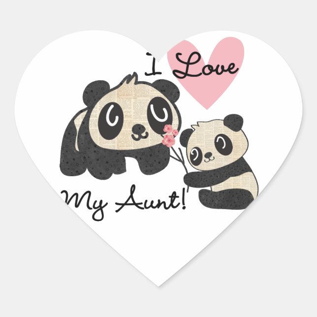 Sticker Cœur Les pandas I aiment ma tante (Devant)
