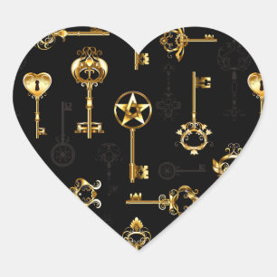Sticker Cœur Les Patters de Seamless avec Golden Keys