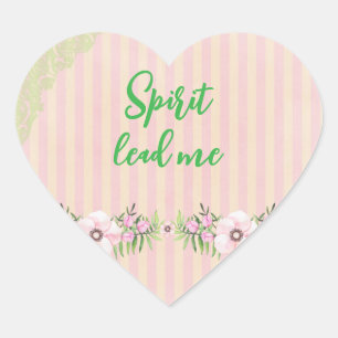 Sticker Cœur L'Esprit Chrétien Me Dirige Rose & Vert
