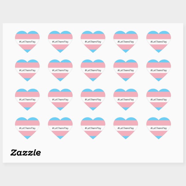 Sticker Cœur #Let'ThemPlay Drapeau Transgenre Athlètes (Feuille)