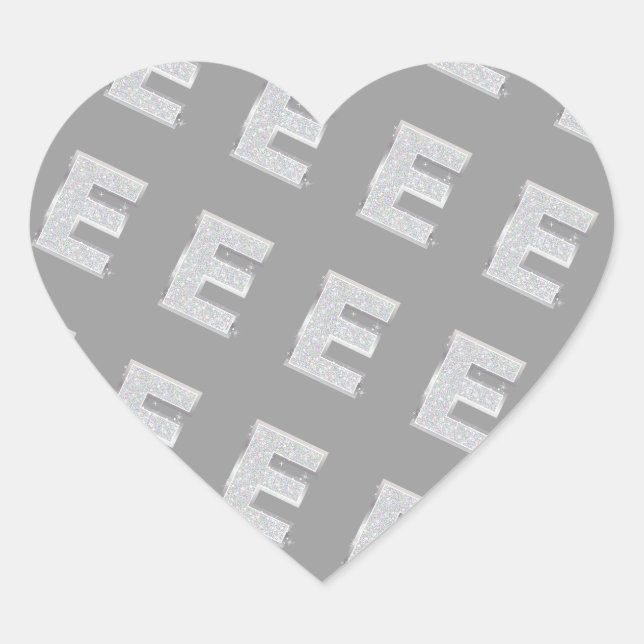 STICKER CŒUR LETTRE ARGENT E (Devant)