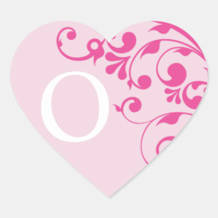 Sticker Cœur LETTRE COEUR mariage O Mariage rose monogramme