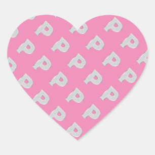 STICKER CŒUR LETTRE ESPÈCE ROSE P