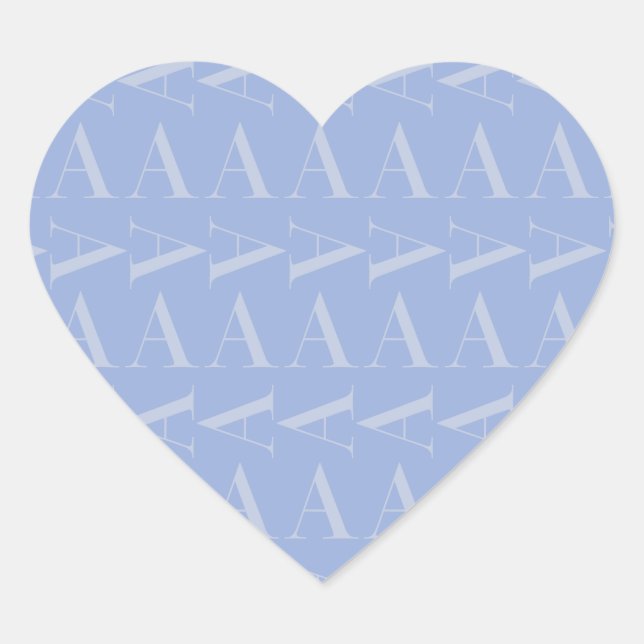 Sticker Cœur LETTRE INITIALE MONOGRAPHIQUE A Bleu (Devant)