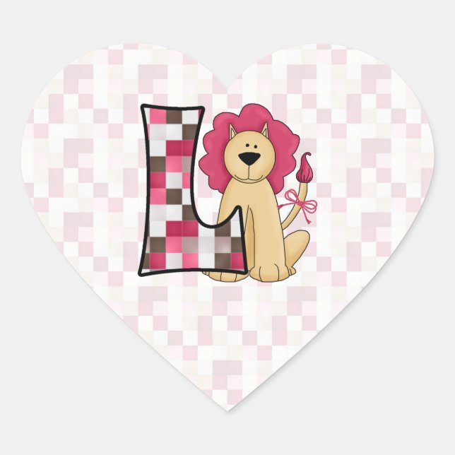Sticker Cœur LETTRE Lion Pink MONÂTRE L (Devant)