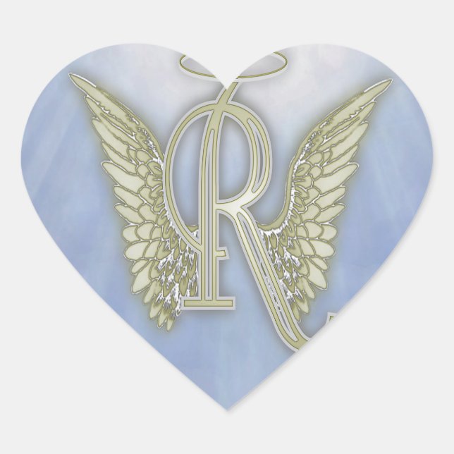 Sticker Cœur Lettre R Angel Monogramme (Devant)