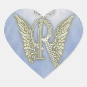 Sticker Cœur Lettre R Angel Monogramme